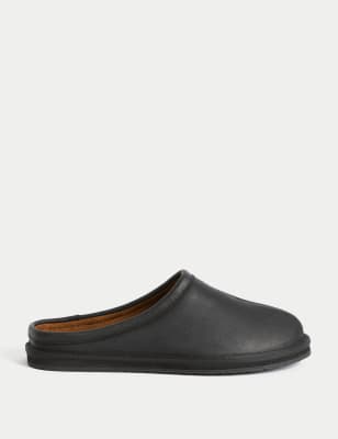 

Mens Autograph Leather Mule Slippers - Black, Black