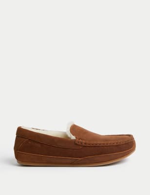 

Mens Autograph Leather Moccasin Slippers - Tan, Tan