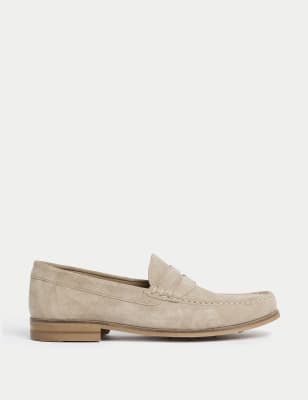 

Mens M&S Collection Suede Penny Loafers, Stone