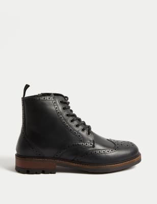 

M&S Collection Botas informales de borreguito de piel con cremallera lateralMens - Black, Black