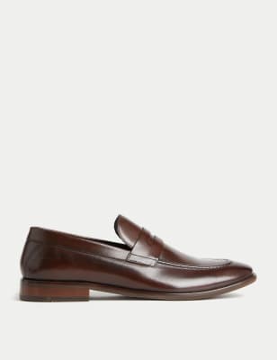 

Mens M&S Collection Leather Saddle Slip-On Loafers - Brown, Brown