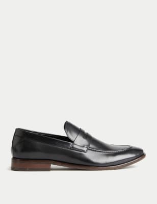 

Mens M&S Collection Leather Saddle Slip-On Loafers - Black, Black