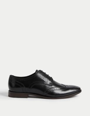 

Mens M&S Collection Wide Fit Leather Brogues - Black, Black