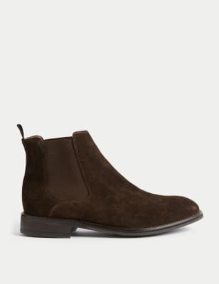 

Mens M&S Collection Wide Fit Suede Pull-On Chelsea Boots - Dark Brown, Dark Brown
