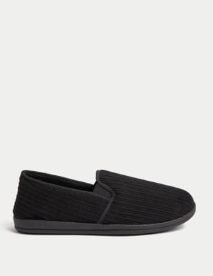 

Mens M&S Collection Corduroy Slippers with Freshfeet™ - Black, Black