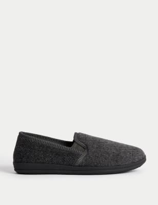 

Mens M&S Collection Herringbone Slippers with Freshfeet™ - Grey, Grey