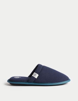 

Mens M&S Collection Waffle Mule Slippers with Freshfeet™ - Navy, Navy