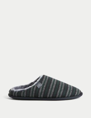 

Mens M&S Collection Striped Mule Slippers with Freshfeet™ - Navy Mix, Navy Mix