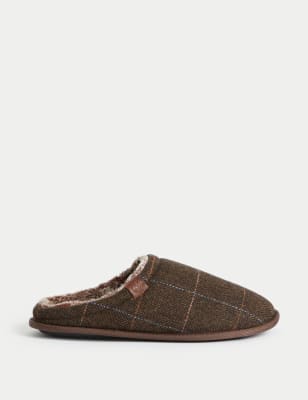 

Mens M&S Collection Heritage Tweed Mule Slippers with Freshfeet™ - Brown, Brown