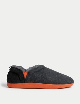 

Mens M&S Collection Textured Slippers with Freshfeet™ - Charcoal, Charcoal