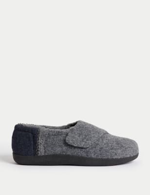 

Mens M&S Collection Riptape Slippers - Grey Mix, Grey Mix