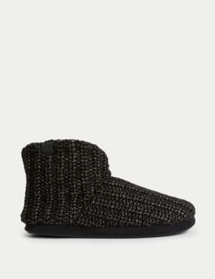 

Mens M&S Collection Cable Knit Slipper Boots with Freshfeet™ - Charcoal, Charcoal