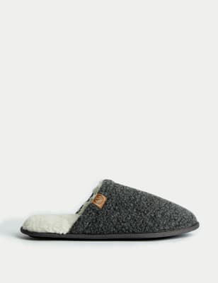 

Mens M&S Collection Fleece Lined Mule Slippers - Grey, Grey