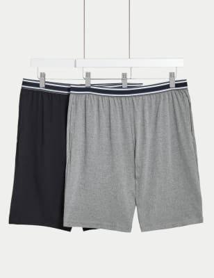 

Mens M&S Collection 2pk Pure Cotton Pyjama Shorts - Grey Mix, Grey Mix