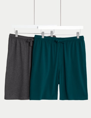 

Mens M&S Collection 2pk Pure Cotton Jersey Pyjama Shorts - Green Mix, Green Mix