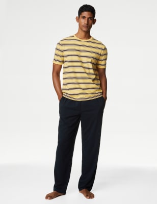 

Mens M&S Collection Gestreifter Schlafanzug aus reiner Baumwolle - Yellow Mix, Yellow Mix