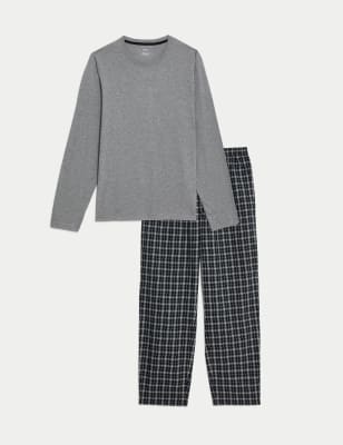 

Mens M&S Collection Pure Cotton Checked Pyjama Set - Black Mix, Black Mix