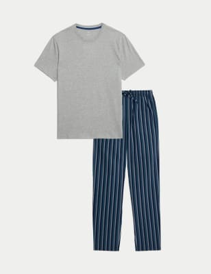 

Mens M&S Collection Pure Cotton Pyjama Set - Grey Mix, Grey Mix