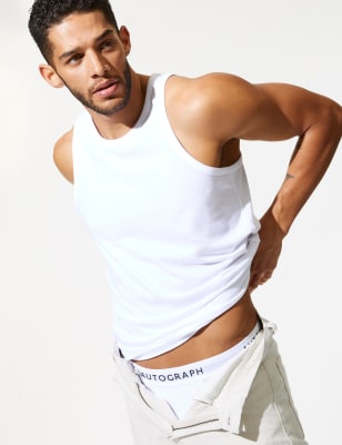 

Mens Autograph Ärmelloses Oberteil aus Supima®-Baumwolle und Modal - White, White