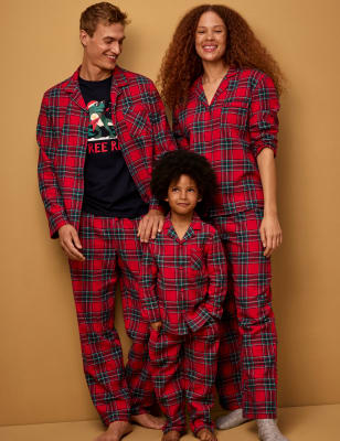 Men s Checked Family Christmas Pyjama Set RED MIX Pyjamas M S MY