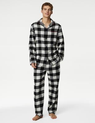 

Mens M&S Collection Men's Mono Check Family Christmas Pyjama Set - Black Mix, Black Mix