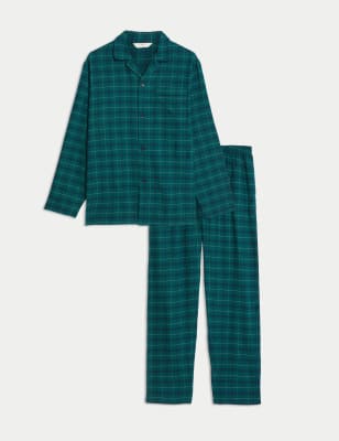 

Mens M&S Collection Brushed Cotton Checked Pyjama Set - Green Mix, Green Mix