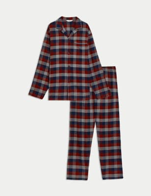 

Mens M&S Collection Brushed Cotton Checked Pyjama Set - Burgundy Mix, Burgundy Mix