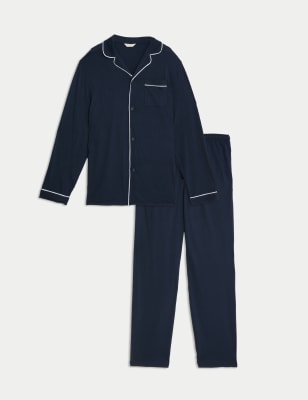 

Mens M&S Collection Men's Piping Family Christmas Pyjamas - Navy, Navy