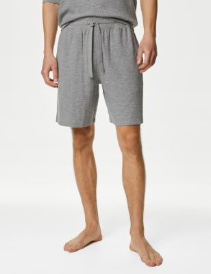 

Mens M&S Collection Pure Cotton Waffle Loungewear Shorts - Grey Marl, Grey Marl