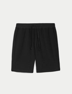 

Mens M&S Collection Loungewear-Shorts aus reiner Baumwolle mit Waffelmuster - Black, Black