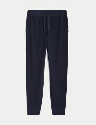 

Mens M&S Collection Pure Cotton Waffle Jogger Bottoms - Navy, Navy