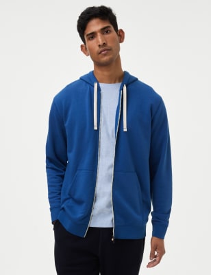 

M&S Collection Sudadera con capucha de algodón con cremalleraMens - Bright Blue, Bright Blue