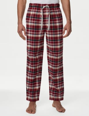 

Mens M&S Collection Pure Cotton Checked Pyjama Bottoms - Red Mix, Red Mix