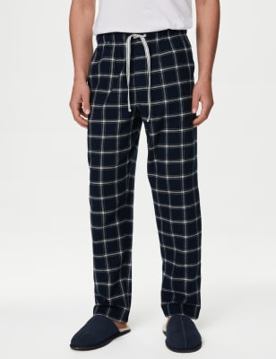 

Mens M&S Collection Pure Cotton Checked Loungewear Bottoms - Navy Mix, Navy Mix