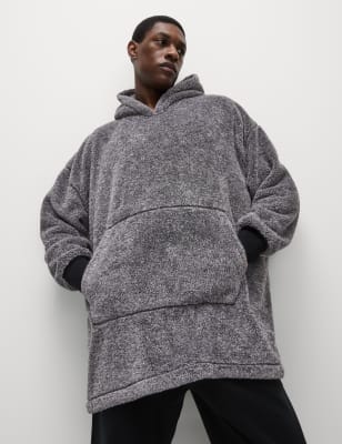 

Mens M&S Collection Fleece Hoodie - Grey Marl, Grey Marl