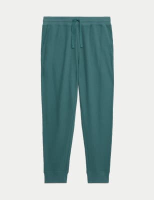 

Mens M&S Collection Pure Cotton Waffle Loungewear Bottoms - Teal Green, Teal Green