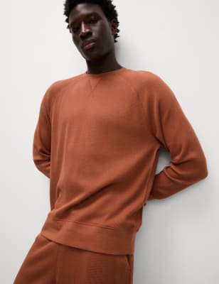 

Mens M&S Collection Pure Cotton Waffle Loungewear Sweatshirt - Orange, Orange