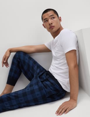 

Mens M&S Collection Bequeme karierte Jogginghose - Navy Mix, Navy Mix