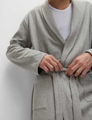 

Mens M&S Collection Pure Cotton Waffle Lightweight Dressing Gown - Grey Mix, Grey Mix