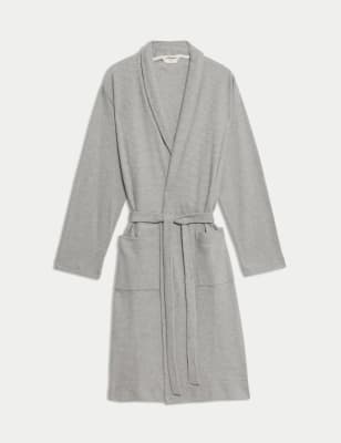 

Mens M&S Collection Pure Cotton Waffle Lightweight Dressing Gown - Grey Mix, Grey Mix