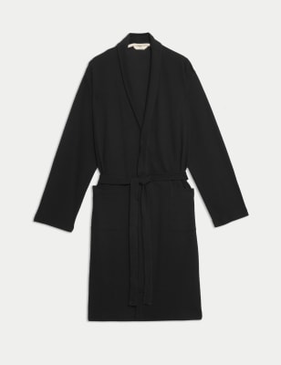 

Mens M&S Collection Pure Cotton Waffle Lightweight Dressing Gown - Black, Black