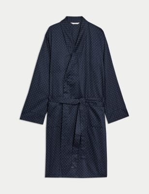 

Mens M&S Collection Pure Cotton Polka Dot Dressing Gown - Navy Mix, Navy Mix