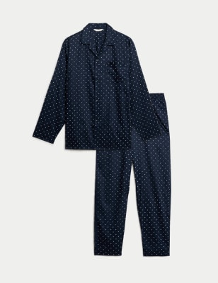 

Mens M&S Collection Pure Cotton Polka Dot Pyjama Set - Navy Mix, Navy Mix