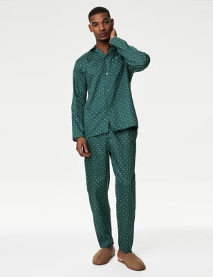 

Mens M&S Collection Pure Cotton Polka Dot Pyjama Set - Green Mix, Green Mix