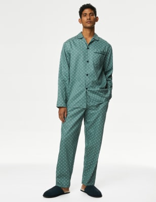 

Mens M&S Collection Pure Cotton Pyjama Set - Green Mix, Green Mix