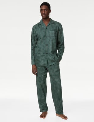 

Mens M&S Collection Pure Cotton Geometric Pyjama Set - Green Mix, Green Mix