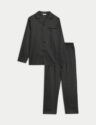 

Mens M&S Collection Pure Cotton Bird Print Pyjama Set - Black Mix, Black Mix