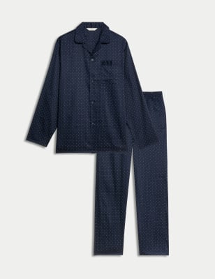 

Mens M&S Collection Pure Cotton Polka Dot Pyjama Set - Navy Mix, Navy Mix