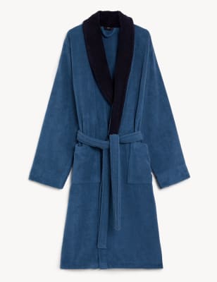 

Mens M&S Collection Longer Length Pure Cotton Dressing Gown - Blue, Blue
