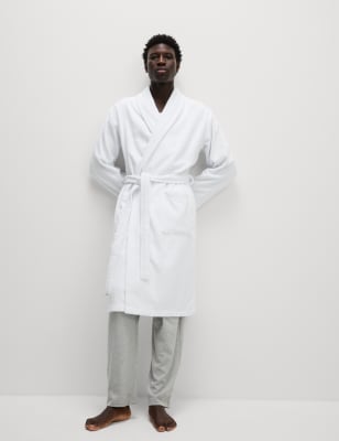 

Mens M&S Collection Pure Cotton Towelling Dressing Gown - White, White